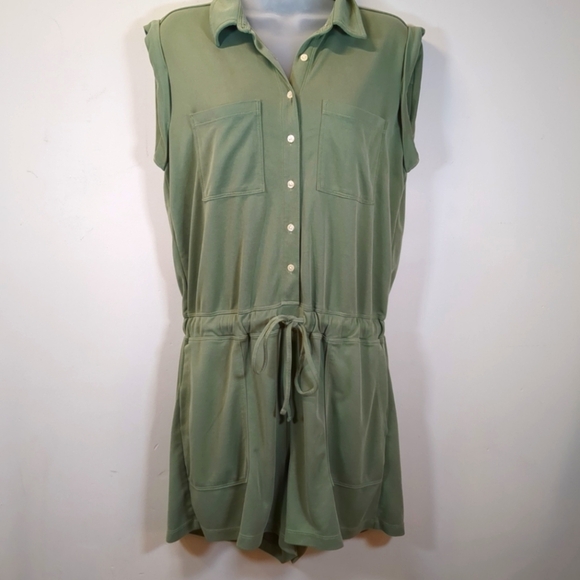 Lou & Grey Women's Olive Green Sleeveless Shorts Romper, Size M - Picture 1 of 9